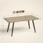 Mesa de Centro Curva Mesa baja para Salón Moderno con Tablero Grueso de 4 cm Patas de Acero 100x50x45 cm Roble