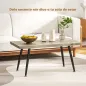 Mesa de Centro Curva Mesa baja para Salón Moderno con Tablero Grueso de 4 cm Patas de Acero 100x50x45 cm Roble