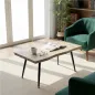 Mesa de Centro Curva Mesa baja para Salón Moderno con Tablero Grueso de 4 cm Patas de Acero 100x50x45 cm Roble
