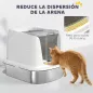 Arenero para Gatos de Acero Inoxidable L con Tapa Abatible Pala Metálica Bolsa Desodorizante Fácil de Limpiar Blanco