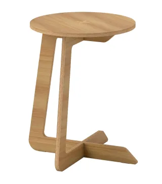 Mesa Auxiliar en Forma de C Mesita Auxiliar Redonda Montaje Rápido para Espacios Pequeños Salón Dormitorio Natural