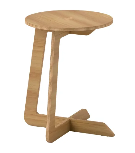 Mesa Auxiliar en Forma de C Mesita Auxiliar Redonda Montaje Rápido para Espacios Pequeños Salón Dormitorio Natural