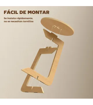 Mesa Auxiliar en Forma de C Mesita Auxiliar Redonda Montaje Rápido para Espacios Pequeños Salón Dormitorio Natural