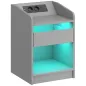 Mesita de Noche con Estación de Carga Luz LED RGB Cajón Estante Abierto Puertos USB y Control Remoto 40x40x58 Cm Gris