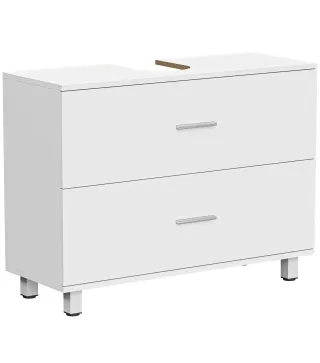 Mueble Bajo Lavabo con 2 Cajones Estilo Moderno para Lavabo sin Pedestal 80x30x60 cm Blanco