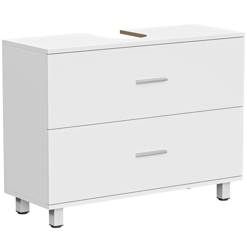 Mueble Bajo Lavabo con 2 Cajones Estilo Moderno para Lavabo sin Pedestal 80x30x60 cm Blanco Mueble Bajo Lavabo con 2 Cajones Estilo Moderno para Lavabo sin Pedestal 80x30x60 cm Blanco