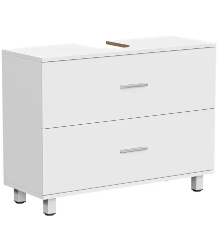 Mueble Bajo Lavabo con 2 Cajones Estilo Moderno para Lavabo sin Pedestal 80x30x60 cm Blanco