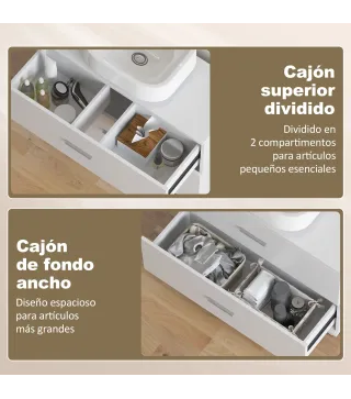 Mueble Bajo Lavabo con 2 Cajones Estilo Moderno para Lavabo sin Pedestal 80x30x60 cm Blanco