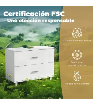 Mueble Bajo Lavabo con 2 Cajones Estilo Moderno para Lavabo sin Pedestal 80x30x60 cm Blanco