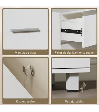 Mueble Bajo Lavabo con 2 Cajones Estilo Moderno para Lavabo sin Pedestal 80x30x60 cm Blanco