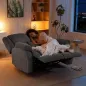 Sillón de 2 Plazas Relax Reclinable Manual Sillón Relax Tapizado en Terciopelo Reposapiés Ajustable Asiento Amplio Gris