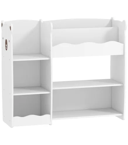 Estantería Infantil para Juguetes Estantes Abiertos Compartimentos Diseño de Ositos Organizador de Juguetes Blanco