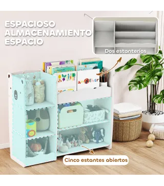 Estantería Infantil para Juguetes Estantes Abiertos Compartimentos Diseño de Ositos Organizador de Juguetes Blanco