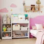 Estantería Infantil para Juguetes Estantes Abiertos Compartimentos Diseño de Ositos Organizador de Juguetes Blanco