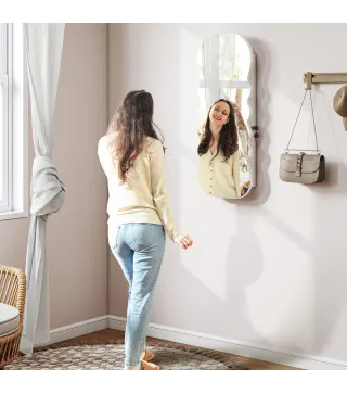 Espejo Joyero con Luz LED Montado en la Pared o en la Puerta con Cerradura Espejo Entero Blanco