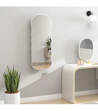 Espejo Joyero con Luz LED Montado en la Pared o en la Puerta con Cerradura Espejo Entero Blanco