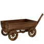 Carrito de Madera con 4 Ruedas y Mango Jardinera Exterior con Orificio de Drenaje 115x40x54,5 cm Carbonizado