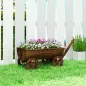 Carrito de Madera con 4 Ruedas y Mango Jardinera Exterior con Orificio de Drenaje 115x40x54,5 cm Carbonizado