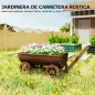 Carrito de Madera con 4 Ruedas y Mango Jardinera Exterior con Orificio de Drenaje 115x40x54,5 cm Carbonizado