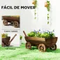 Carrito de Madera con 4 Ruedas y Mango Jardinera Exterior con Orificio de Drenaje 115x40x54,5 cm Carbonizado