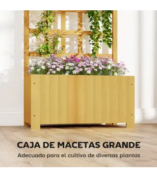 Jardinera con Enrejado de Madera con Drenaje para Cultivos Verduras Flores Hierbas 60x30x120 cm Natural