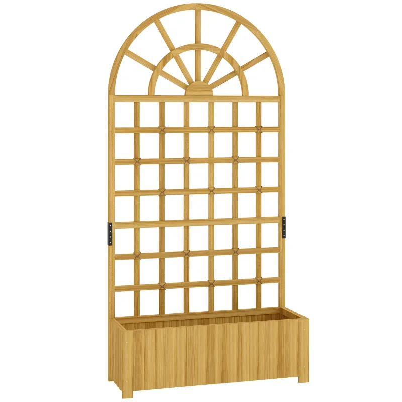 Jardinera con Enrejado de Madera con Drenaje para Cultivos Verduras Flores Hierbas 90x30x180 cm Natural Jardinera con Enrejado de Madera con Drenaje para Cultivos Verduras Flores Hierbas 90x30x180 cm Natural