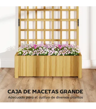 Jardinera con Enrejado de Madera con Drenaje para Cultivos Verduras Flores Hierbas 90x30x180 cm Natural