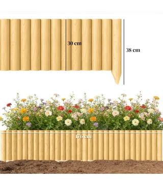 Valla de Jardín de Madera Panel Decorativo Resistente y Fácil de Instalar para Patio Césped Camino 176x38 cm Natural