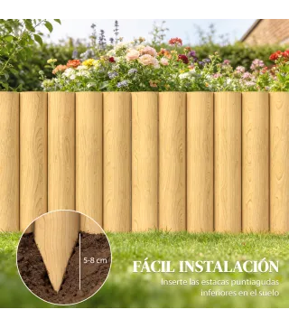 Valla de Jardín de Madera Panel Decorativo Resistente y Fácil de Instalar para Patio Césped Camino 176x38 cm Natural
