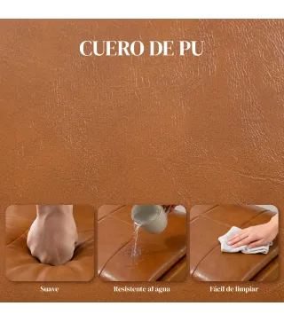 Pack de 2 Sillas de Comedor Tapizadas en PU Asiento Acolchado Patas de Madera para Salón Marrón