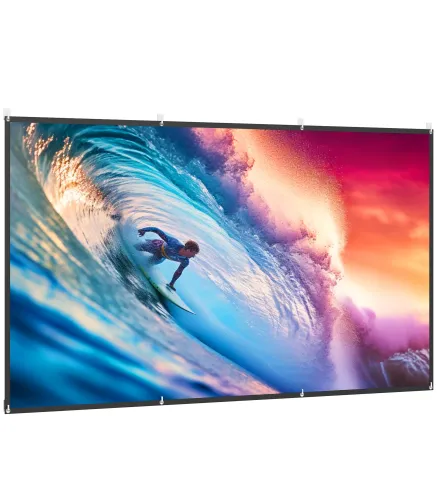 Pantalla de Proyección Manual 120 Pulgadas Formato 16:9 HD 4K/8K para Interior y Exterior Blanco