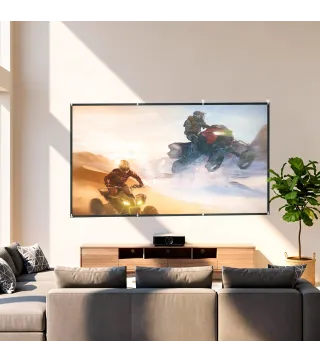 Pantalla de Proyección Manual 120 Pulgadas Formato 16:9 HD 4K/8K para Interior y Exterior Blanco