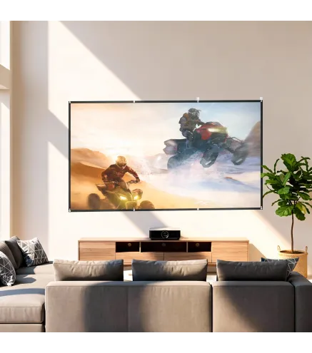 Pantalla de Proyección Manual 120 Pulgadas Formato 16:9 HD 4K/8K para Interior y Exterior Blanco