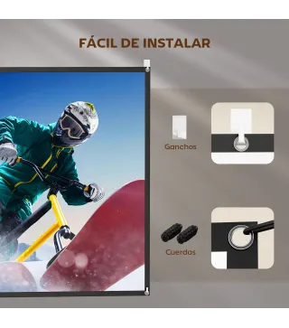 Pantalla de Proyección Manual 120 Pulgadas Formato 16:9 HD 4K/8K para Interior y Exterior Blanco