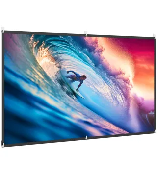 Pantalla de Proyección Manual 100 Pulgadas Formato 16:9 HD 4K/8K para Interior y Exterior Blanco