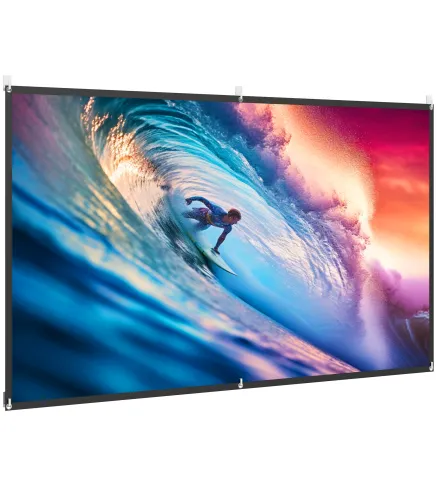 Pantalla de Proyección Manual 100 Pulgadas Formato 16:9 HD 4K/8K para Interior y Exterior Blanco