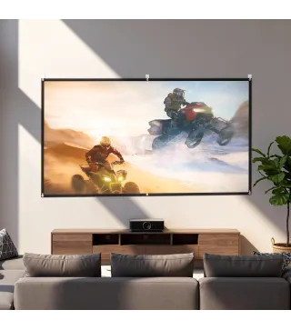 Pantalla de Proyección Manual 100 Pulgadas Formato 16:9 HD 4K/8K para Interior y Exterior Blanco