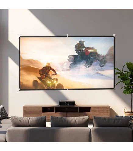 Pantalla de Proyección Manual 100 Pulgadas Formato 16:9 HD 4K/8K para Interior y Exterior Blanco