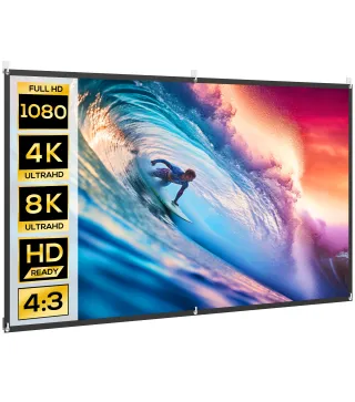 Pantalla de Proyección Manual 100 Pulgadas Formato 16:9 HD 4K/8K para Interior y Exterior Blanco
