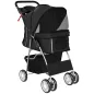 Carrito para Perros Pequeños con Cesta de Almacenaje Portavasos Ruedas y Cojín Lavable 77x44x102 cm Negro