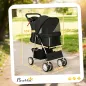 Carrito para Perros Pequeños con Cesta de Almacenaje Portavasos Ruedas y Cojín Lavable 77x44x102 cm Negro