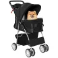 Carrito para Perros Pequeños con Cesta de Almacenaje Portavasos Ruedas y Cojín Lavable 77x44x102 cm Negro