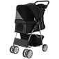 Carrito para Perros Pequeños con Cesta de Almacenaje Portavasos Ruedas y Cojín Lavable 77x44x102 cm Negro