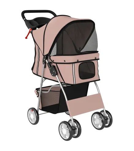 Carrito para Perros Pequeños con Cesta de Almacenaje Portavasos Ruedas y Cojín Lavable 77x44x102 cm Café