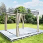 Pérgola de Jardín 3x3 m con Techo Retráctil y Cortinas Protección UV30+ Estructura Metálica para Patio Terraza Beige