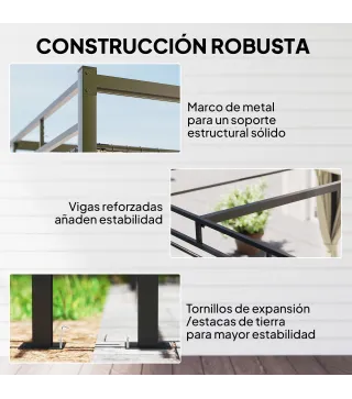 Pérgola de Jardín 3x3 m con Techo Retráctil y Cortinas Protección UV30+ Estructura Metálica para Patio Terraza Beige