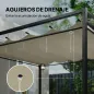 Pérgola de Jardín 3x3 m con Techo Retráctil y Cortinas Protección UV30+ Estructura Metálica para Patio Terraza Beige