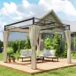 Pérgola de Jardín 3x3 m con Techo Retráctil y Cortinas Protección UV30+ Estructura Metálica para Patio Terraza Beige