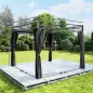 Pérgola de Jardín 3x3 m con Techo Retráctil y Cortinas Protección UV30+ Estructura Metálica para Patio Terraza Gris
