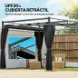 Pérgola de Jardín 3x3 m con Techo Retráctil y Cortinas Protección UV30+ Estructura Metálica para Patio Terraza Gris